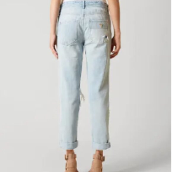 Guess Jeans Boy Fit Relaxed High Waist Distressed Grunge Punk Light Wash Size 25 - Picture 4 of 15